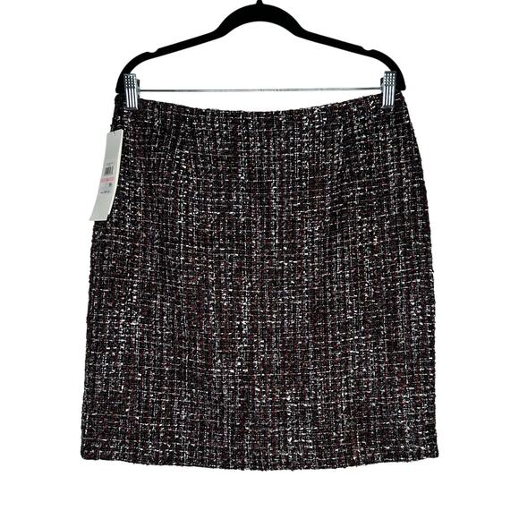 Calvin Klein Tweed Wool Blend Black Fall Winter Lined Mini Skirt Size 10 New - Picture 2 of 8
